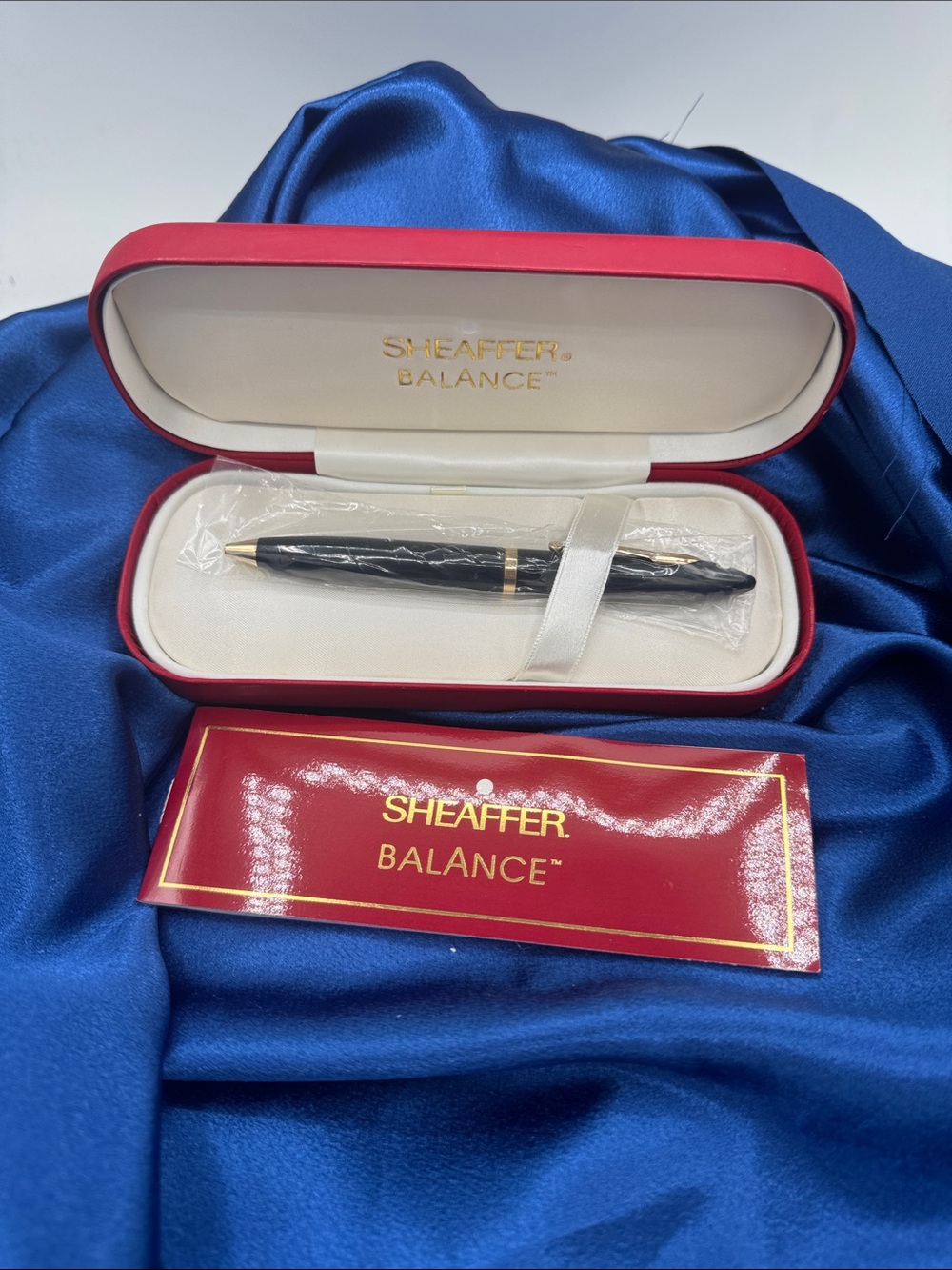 Sheaffer Balance White Dot Black & Gold Ballpoint Pen in Original Case. NIB
